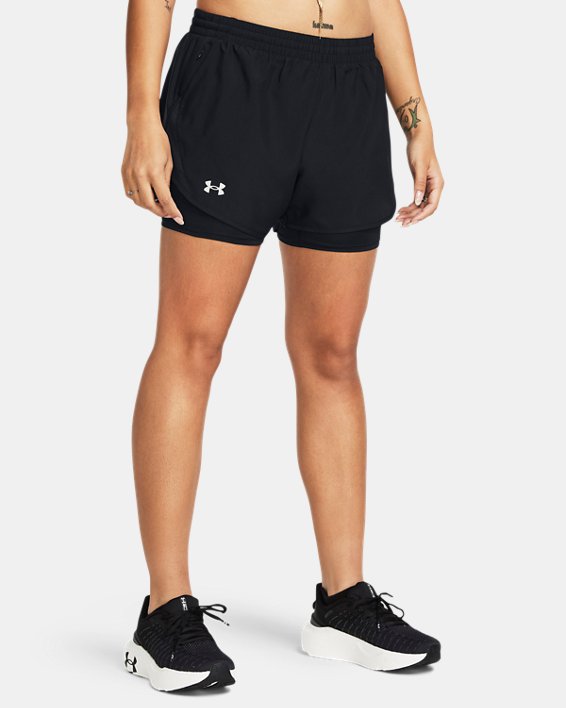 Shorts UA Fly-By 2-in-1 para mujer, Black, pdpMainDesktop image number 0